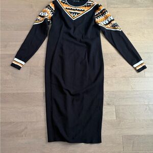 Karen Millen Black Dress with Orange and White Accents